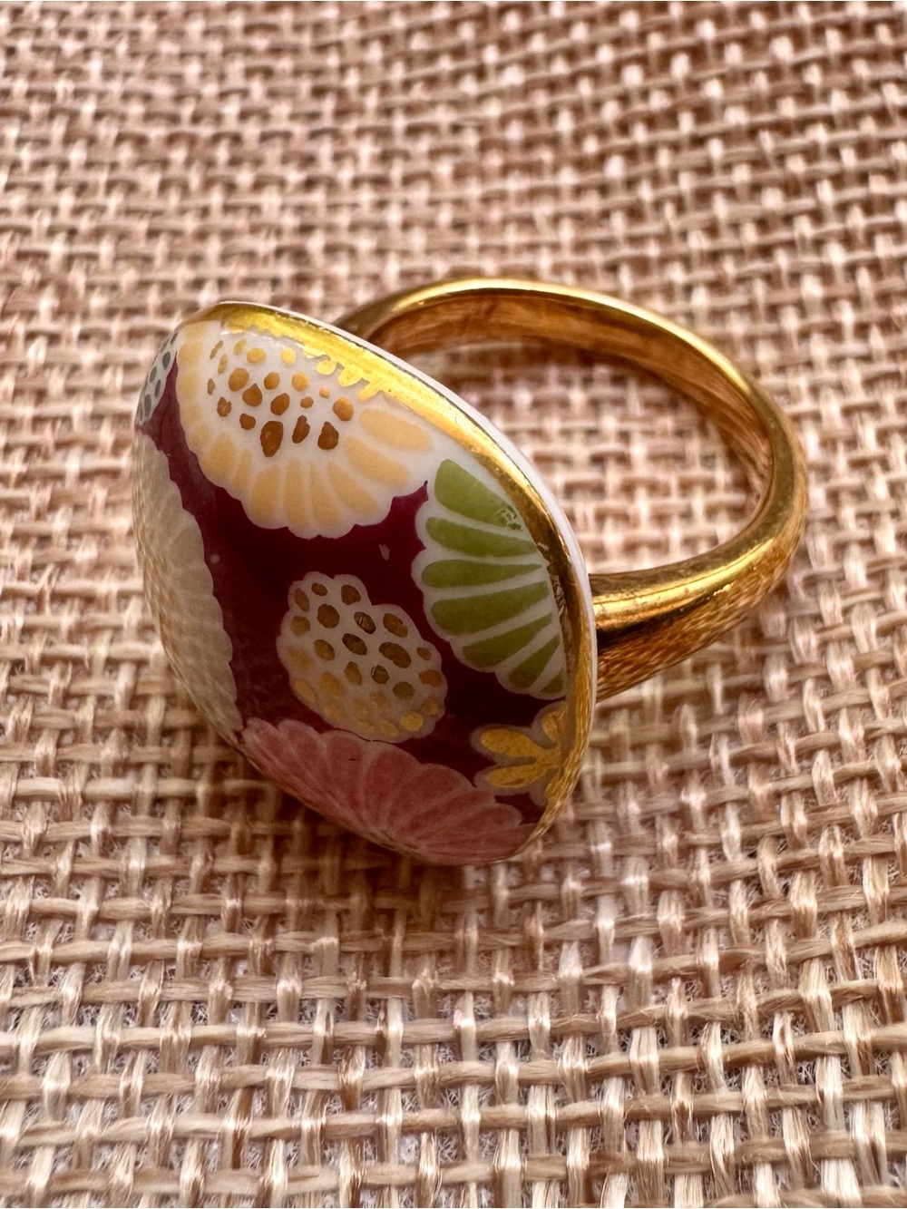 Bernardaud Porcelain Gold-Tone Ring with Floral Accents - Picture 2 of 7